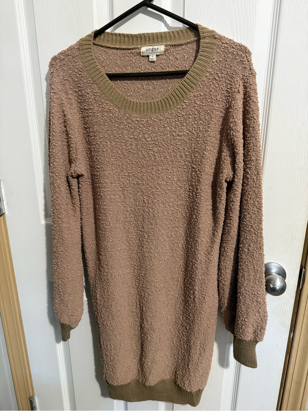 Umgee Women's Cozy Bouclé Sweater Dress in Taupe